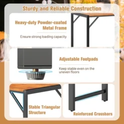 Tangkula 3 PCS Patio Dining Set For 6 People 53" Acacia Wood Picnic Table & 2 Benches -Beauty house GUEST 63e11bd7 29ac 4096 99a5 3cc34c53b082