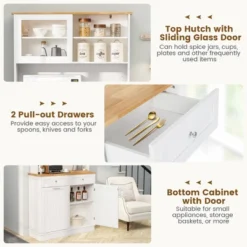 Tangkula Double Tilt Out Trash Cabinet W/ Hutch Kitchen Pantry Storage Cabinet White -Beauty house GUEST 6402f156 747e 455b 8715 22c244582ad9