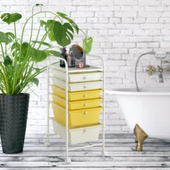 Tangkula 6 Drawer Scrapbook Paper Organizer Rolling Storage Cart For Office School Yellow -Beauty house GUEST 650c43bd d970 459d a4e0 9b783b9697cb