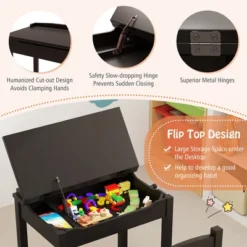 Tangkula Kids Table And Chair Set Wood Activity Study Desk W/ Storage Drawer Hook Brown -Beauty house GUEST 65a155d3 7cd9 4e1a 8188 9703f6532d28