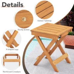 Tangkula Outdoor Folding Side Table Hardwood Patio Bistro Table W/ Slatted Tabletop & X-shaped Legs -Beauty house GUEST 65beb199 5f77 4918 866e b8b20b068f6a