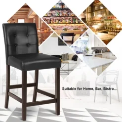Tangkula Set Of 4 Bar Stools 25inch Counter Height Barstool Pub Chair Rubber Wood Black -Beauty house GUEST 65ee669b 0628 49d7 8af8 6f469c152c0b