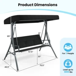 Tangkula 3-Person Porch Swing W/ Stand W/ Rattan Seat Back Metal Frame Adjustable Shade 18 Tangkula 3-Person Porch Swing W/ Stand W/ Rattan Seat Back Metal Frame Adjustable Shade -Beauty house GUEST 6633be56 6b19 48c2 a346 dd305de7b429