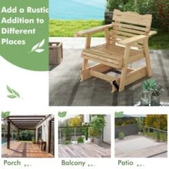 Tangkula 1PC/2PCS Outdoor Fir Wood Rocking Chair Outdoor Glider Chair With Rotatable Hidden Cup Holder And Curved Seat -Beauty house GUEST 663b52fd 29cd 43ea bc28 6a27ffff5c11