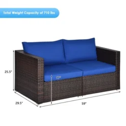 Tangkula 4PCS Rattan Corner Sofa Set Patio Outdoor Furniture Set W/ Navy Cushions -Beauty house GUEST 6668f807 2df4 482b 84e5 9779939fa33b 1