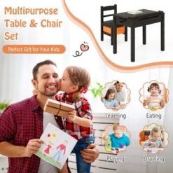 Tangkula Kids Table And Chair Set Wood Activity Study Desk W/ Storage Drawer Hook Brown -Beauty house GUEST 668e0af2 967a 4e3b a538 d2ec106ae254