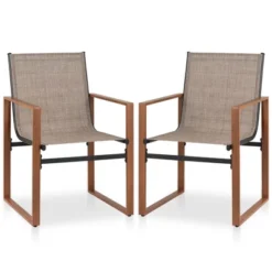 Tangkula 2 PCS Outdoor Dining Chairs Patio Furniture Chair W/ Breathable Seat & Backrest -Beauty house GUEST 669d5033 9a50 470c b2ab 77f1cfd3cb40