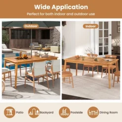 Tangkula Outdoor Acacia Wood Dining Table For 6 People 67” X 35” Rectangular Patio Bistro Table With Built-in Umbrella Hole Picnic Table For Porch -Beauty house GUEST 66aa6e83 cf8a 4ba6 8484 683e3f395411