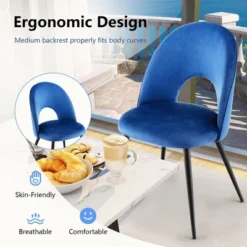 Tangkula Dining Chair Set Of 4 Velvet Upholstered Side Chair W/ Metal Base For Living Room -Beauty house GUEST 66cc2163 6055 4c1c a166 0011f2f47264