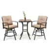 Tangkula Set Of 3 Swivel Bar Height Bistro Set Cushioned Table Stools Furniture Patio Outdoor -Beauty house GUEST 66da4fce 18e5 4b13 9434 3c3b5d6a2f30
