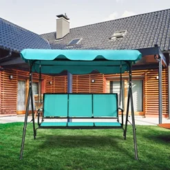 Tangkula Outdoor Swing Canopy Patio Swing Chair 3 Person Canopy Hammock Blue -Beauty house GUEST 66eb2488 a4b8 4e38 a3e1 e564dc7c4c33