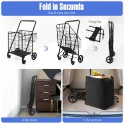 Tangkula Folding Shopping Cart Jumbo Upgraded Utility Grocery Cart W/ Waterproof Liner -Beauty house GUEST 67236822 0ad8 43a6 a57f 1dc93b71a25d