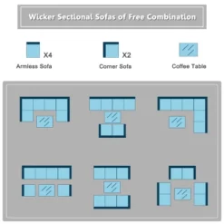 Tangkula 7-Piece Patio PE Rattan Sectional Sofa Furniture Set Wicker Sofa Conversation Set -Beauty house GUEST 672a3c44 ce65 4ea5 b8f5 db231e994fe8