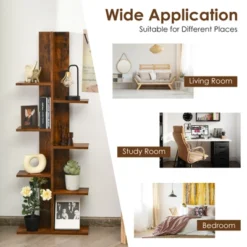 Tangkula Modern Multi-Layer Bookshelf Floor Standing Bookcase W/Anti-fall Device Storage Rack For Home Office Rustic -Beauty house GUEST 67747316 a8db 45ef 83da 9efc97cee25c