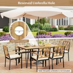 Tangkula 7 PCS Patio Dining Set W/ 2" Umbrella Hole And Seat Cushions For Garden -Beauty house GUEST 6798334f 6b45 44ff b393 e107c8b1b031