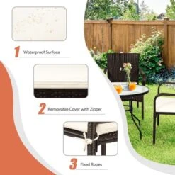 Tangkula 4 PCS Stackable Rattan Chairs Outdoor Dining Chairs W/Cushion For Porch Yard Garden -Beauty house GUEST 67dc5460 9ecc 40b0 abbf 0859f44def13