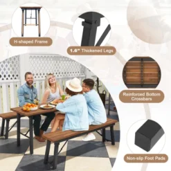 Tangkula Outdoor Dining Table For 4-6 No Assembly Foldable 59 Inches Narrow Patio Dining Table With Acacia Wood Top & Heavy Duty Metal Frame -Beauty house GUEST 68013501 a743 405a 8f8f 3c06072c3ce3