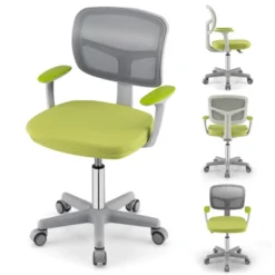 Tangkula Kids Desk Chair Adjustable Height Children Study Chair W/Auto Brake Casters Blue / Pink -Beauty house GUEST 6810c5a9 6a1f 40d8 b252 652bbdc9f49f