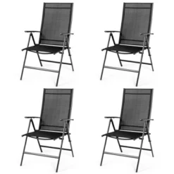 Tangkula 4PCS Folding Chair Patio Garden Outdoor W/ Steel Frame Adjustable Backrest