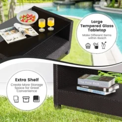 Tangkula 8PCS Outdoor Conversation Set Patio PE Rattan Set W/ Glass Table & Sofa Cushions -Beauty house GUEST 6891c4b3 1141 45d7 a435 25baa2f1e2a1