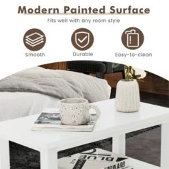 Tangkula 2PCS Nightstand Side End Sofa Table W/ 2 Drawers For Living Room Bedroom White -Beauty house GUEST 695da6a6 572b 458f 93a3 aabca8629884