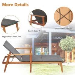 Tangkula Adjustable Patio Rattan Lounge Chair Recliner Outdoor Chaise Acacia Wood Frame -Beauty house GUEST 696ce522 770c 4d5e 96f1 9744d5542628