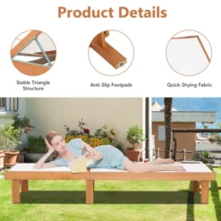 Tangkula 1PC/2PCS Outdoor Chaise Lounge Chair, Eucalyptus Wood Recliner W/ 5-Level Backrest, Breathable & Quick Drying Seat Fabric -Beauty house GUEST 69d307d9 6d06 4309 80d2 379ae5e37d38