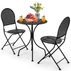 Tangkula 3 PCS Patio Bistro Set All-weather Metal Table & Chair Set For 2 Person Modern Furniture Set -Beauty house GUEST 6a69126d e094 48b6 a4fa 0e62151e1f51