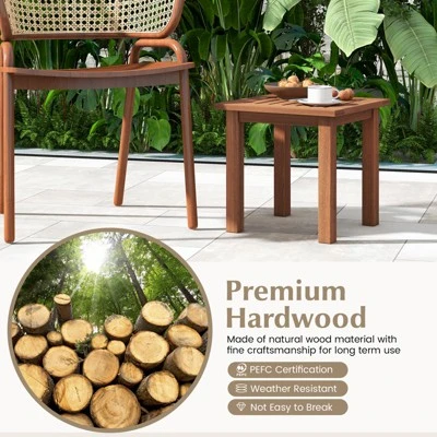 Tangkula 1PC/2PCS Patio Hardwood End Table Square Side Table With Slatted Tabletop Small Coffee Bistro Table Indoor Outdoor Side Table 5 Tangkula 1PC/2PCS Patio Hardwood End Table Square Side Table With Slatted Tabletop Small Coffee Bistro Table Indoor Outdoor Side Table - Image 3