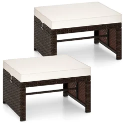 Tangkula Set Of 2 Patio PE Rattan Ottomans W/ Soft Zippered Cushions For Deck Outdoor -Beauty house GUEST 6af8732b a08d 4a29 a1b6 2d09a923a279