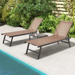 Tangkula 3pcs Patio Chaise Lounge Set Aluminum Recliner Chair Table Outdoor Adjust -Beauty house GUEST 6b03c439 a562 414b bb10 0ea0c5424523