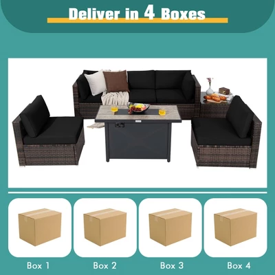 Tangkula 7PCS Patio Rattan Furniture Set Fire Pit Table Cover Cushion 9 Tangkula 7PCS Patio Rattan Furniture Set Fire Pit Table Cover Cushion - Image 7