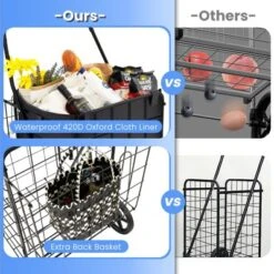 Tangkula Shopping Cart W/ Oxford Liner Folding Grocery Cart W/ Universal Front Wheels 32 Gal Large Capacity -Beauty house GUEST 6b1415a3 0a31 44a3 b57e 8bce8352cad7