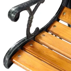 Tangkula Garden Iron Bench Porch Path Hardwood Chair For Patio Park Outdoor Deck -Beauty house GUEST 6b302dcd 9b2a 4a7f ad87 d28087f4efd1