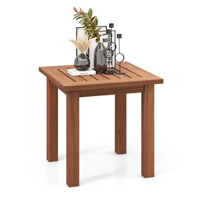 Tangkula 1PC/2PCS Patio Hardwood End Table Square Side Table With Slatted Tabletop Small Coffee Bistro Table Indoor Outdoor Side Table 12 Tangkula 1PC/2PCS Patio Hardwood End Table Square Side Table With Slatted Tabletop Small Coffee Bistro Table Indoor Outdoor Side Table - Image 10