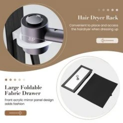 Tangkula 360° Swivel Jewelry Cabinet W/ Mirror Jewelry Storage Organizer Built-in Lights Black -Beauty house GUEST 6b99179c a7b2 4612 a323 7c980f667d16