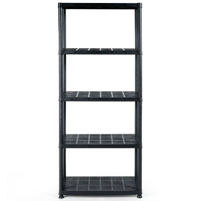 Tangkula 5 Tier Plastic Storage Shelves Multi-Use Free Standing Shelf Unit Heavy Duty Rack For Home Office Garage,28"XL X 15"W X 67"H,Black 9 Tangkula 5 Tier Plastic Storage Shelves Multi-Use Free Standing Shelf Unit Heavy Duty Rack For Home Office Garage,28"XL X 15"W X 67"H,Black - Image 7