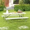 Tangkula Folding Picnic Table W/ 2 Benches 6 FT Camping Table Set W/ All-Weather HDPE Tabletop White -Beauty house GUEST 6bea3963 b4f7 49f4 894c daee3880823d