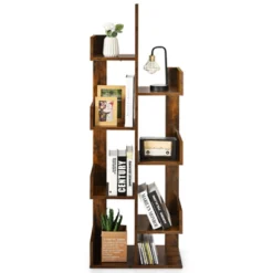 Tangkula 8-Tier Modern Bookshelf Anti-fall Tree Bookcase Storage Rack Suitable For Home & Office Brown/White/Black -Beauty house GUEST 6bed7fa9 7f8a 41e9 9412 a1556f46fd0e