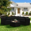 Tangkula 6 PCS Patio Rattan Furniture Set Outdoor Wicker Conversation Sofa Set W/Tempered Glass Coffee Table -Beauty house GUEST 6c064dac ffc0 4622 9d91 082f4ee6a81c