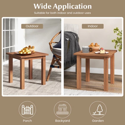 Tangkula 1PC/2PCS Patio Hardwood End Table Square Side Table With Slatted Tabletop Small Coffee Bistro Table Indoor Outdoor Side Table 9 Tangkula 1PC/2PCS Patio Hardwood End Table Square Side Table With Slatted Tabletop Small Coffee Bistro Table Indoor Outdoor Side Table - Image 7
