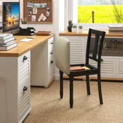 Tangkula Set Of 4 Upholstered Wooden Dining Chair W/ Seat Storage Space -Beauty house GUEST 6c96212c a09c 4075 be19 50ca246b06b2