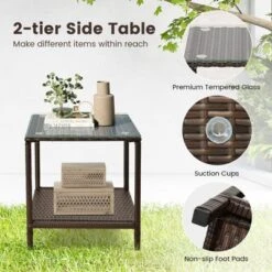 Tangkula 3 PCS Rocking Set Wicker Rocking Chairs W/ 2-Tier Coffee Table Patio Black -Beauty house GUEST 6c96cdae a14d 4a95 830c 51232c1bccac