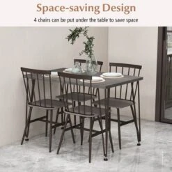 Tangkula 5PCS Dining Table Set For 4 Rectangular Kitchen Table & 4 Chairs W/ Metal Frame Grey Oak -Beauty house GUEST 6d91b18b 8dd3 4415 8eb3 40fb48ad52e5