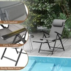 Tangkula Folding Patio Chairs Set Of 2 Lounge Chairs W/ 10-Level Adjustable Backrests -Beauty house GUEST 6df75dfa 5307 43cb aee6 0b0550ef1aaa