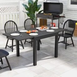Tangkula Patio Expandable Dining Table 31.5”-63” Adjustable Rectangular All Weather Aluminum Outdoor Dining Table For 4-6 Person -Beauty house GUEST 6e198618 bc55 4111 930a e90ab27977b5