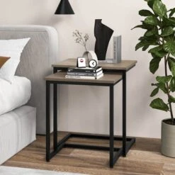 Tangkula 3 Pcs Nesting Coffee End Table Set Stacking Side Nightstand Living Room -Beauty house GUEST 6e687eca be79 4239 aa86 fb4357bfc183