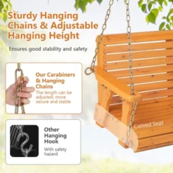 Tangkula 2-Person Porch Swing Chair Wooden Garden Swing Bench W/ Adjustable Chains -Beauty house GUEST 6ed468f0 0c2c 49e9 9c9e 0c4d6e7de23c