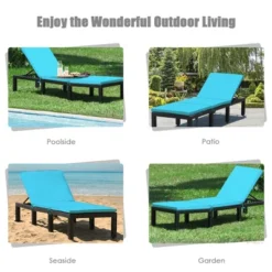 Tangkula Adjustable Rattan Patio Chaise Lounge Chair Couch W/ Turquoise Cushion -Beauty house GUEST 6f484b51 cf58 482a 9c0c 339c3d4a674c