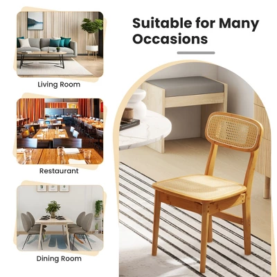 Tangkula Rattan Dining Chairs Set Of 4 Kitchen Dining Chairs W/ Simulated Rattan Backrest 11 Tangkula Rattan Dining Chairs Set Of 4 Kitchen Dining Chairs W/ Simulated Rattan Backrest - Image 9